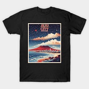 Jeju City South Korea Starry Night Travel Tourism Retro Vintage T-Shirt